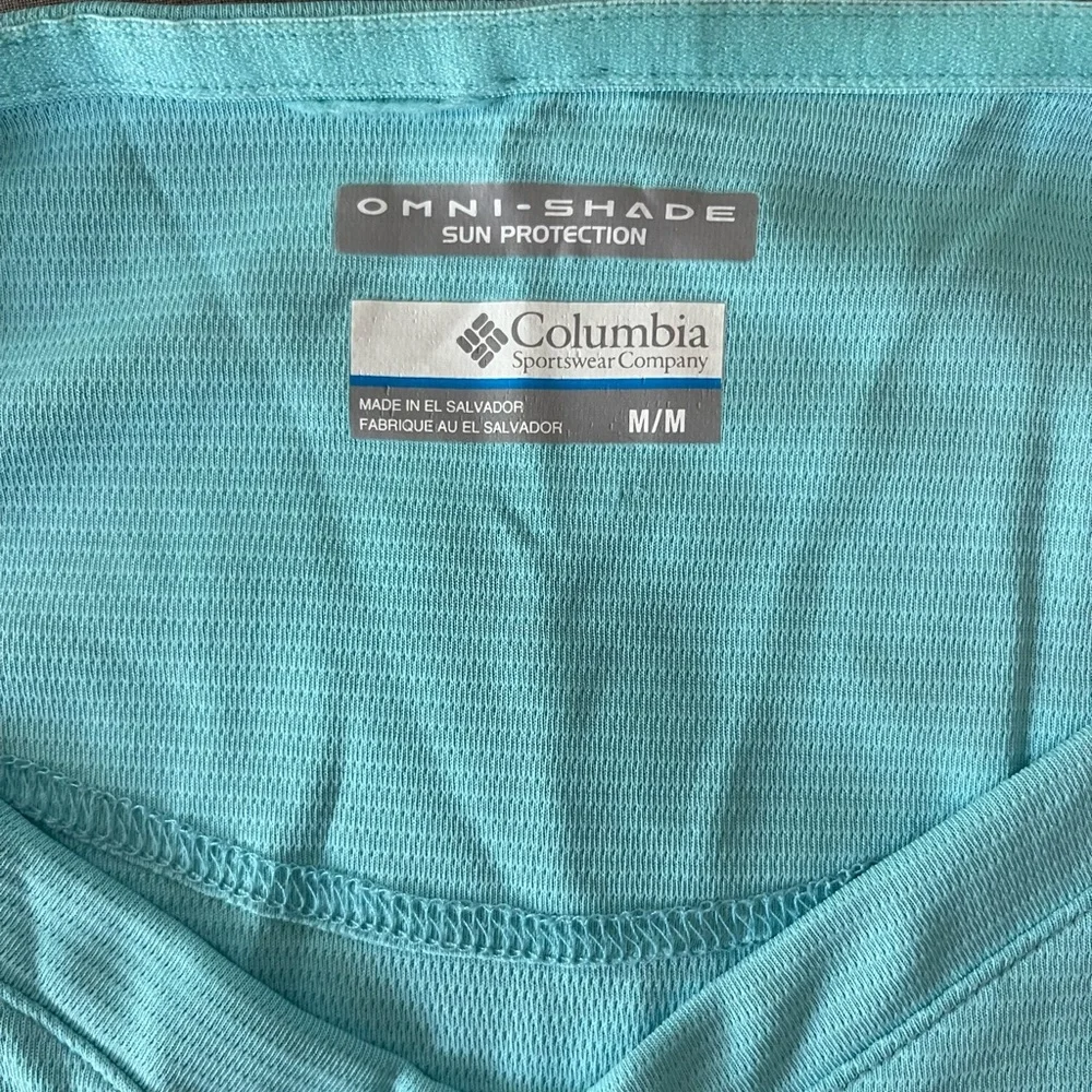 Columbia Omni Shade Aqua 3/4 Sleeve Top Sun Protection Beach Fishing Medium Hike - Picture 2 of 8